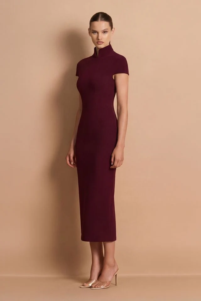 Nookie Dominique Midi Dress - Wine - Image 3