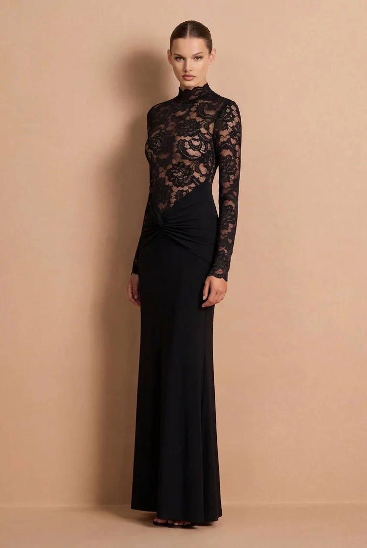 Nookie Ever After Long Sleeve Gown - Black - Image 2