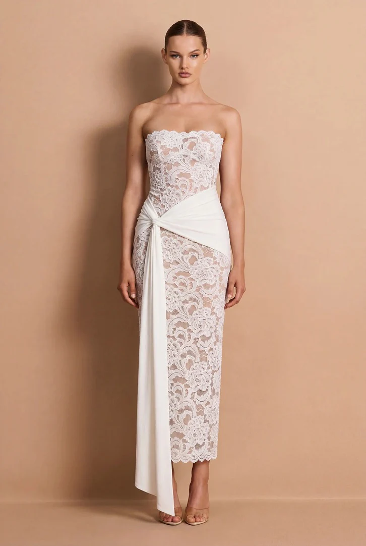 Nookie Ever After Strapless Midi Dress - Ivory