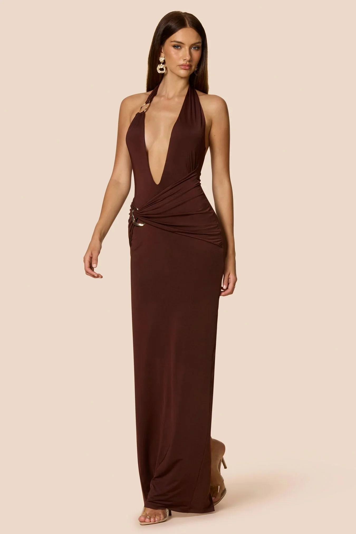 Nookie Leonie Halter Maxi Dress - Cocoa - Image 3