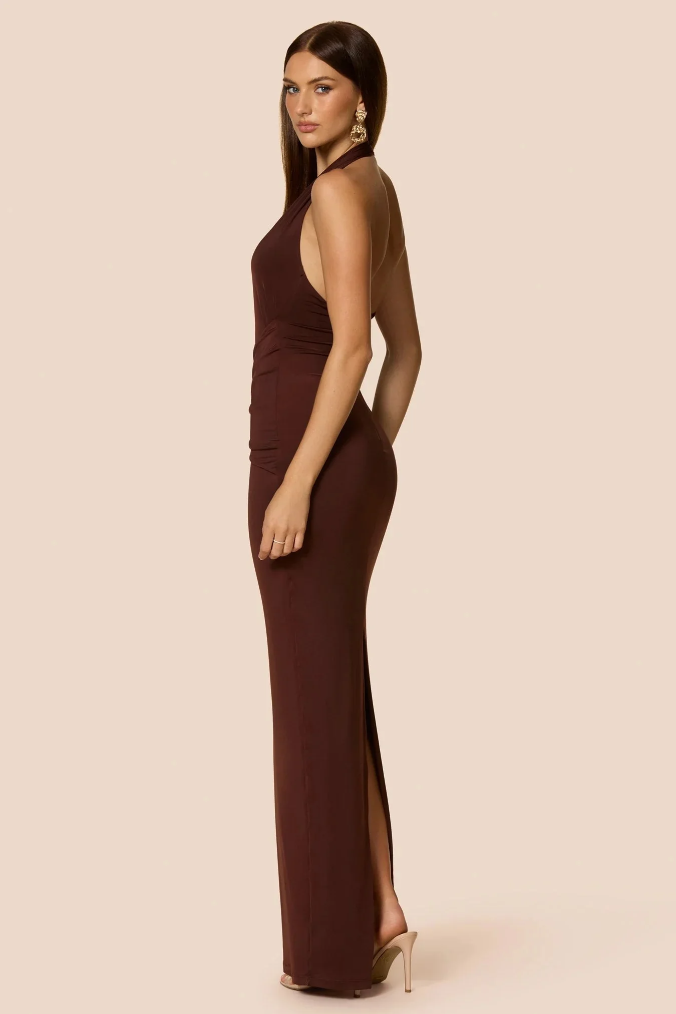 Nookie Leonie Halter Maxi Dress - Cocoa - Image 4