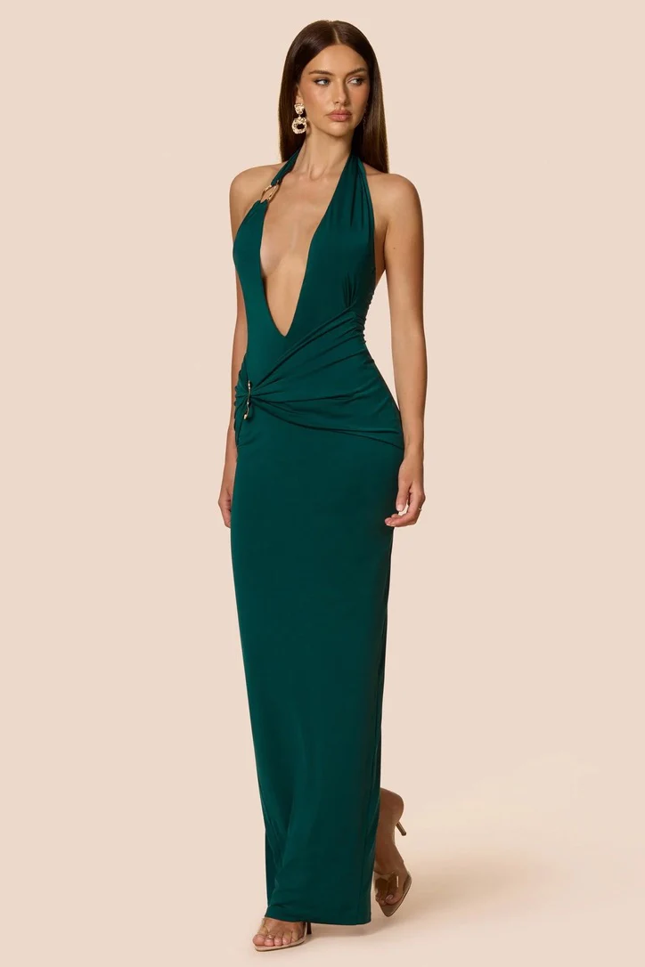 Nookie Leonie Halter Maxi Dress - Dark Teal - Image 4