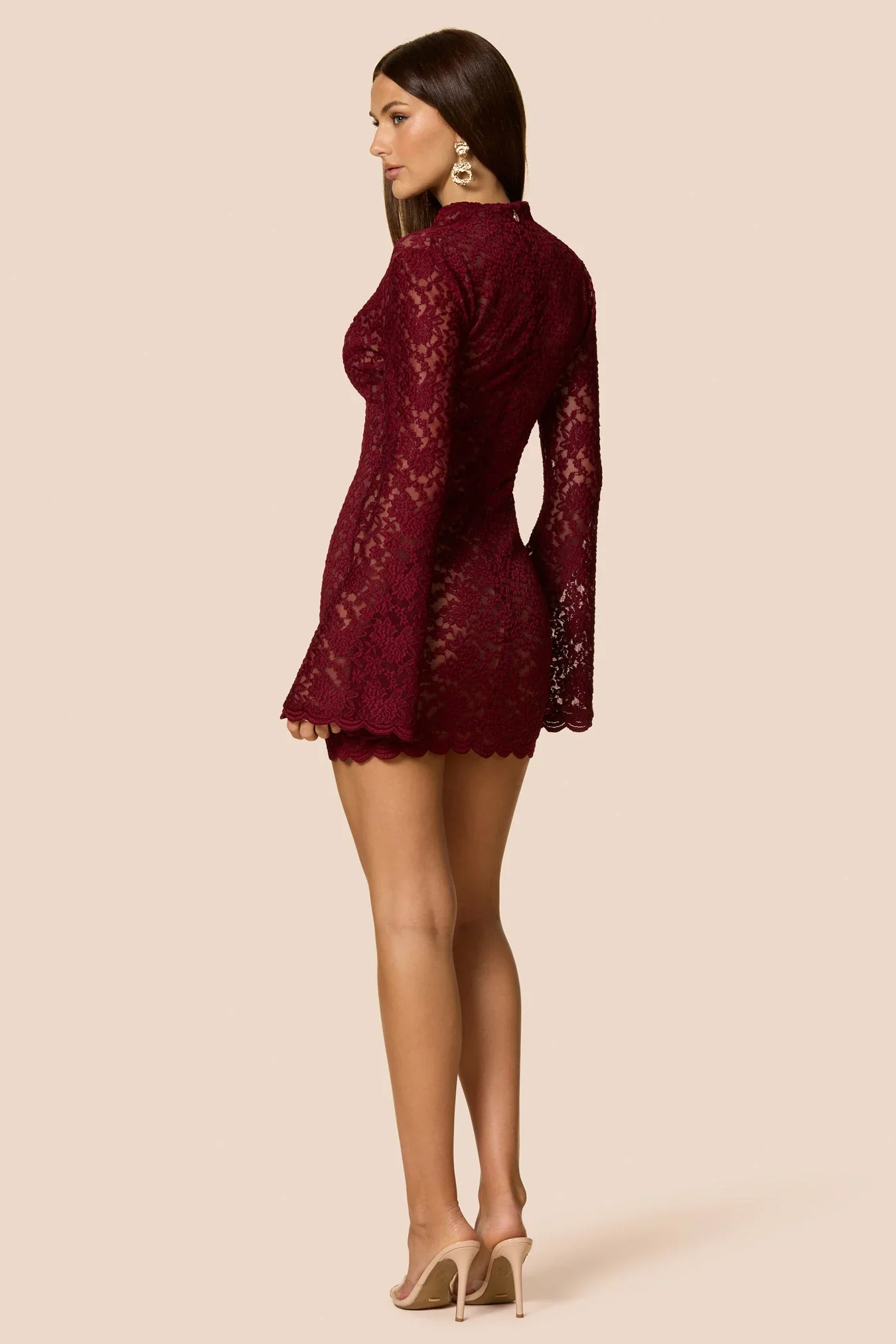 Nookie Mystique Long Sleeve Mini Dress - Wine - Image 4