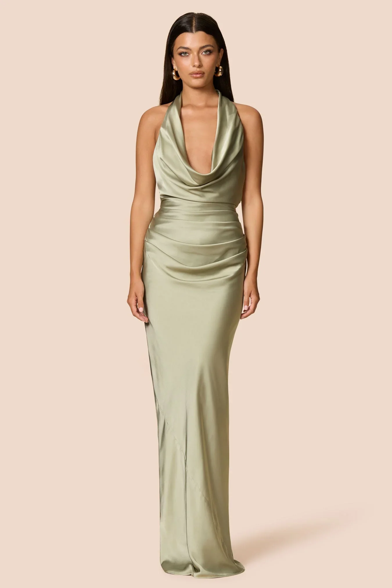 Nookie Penelope Drape Gown - Thyme