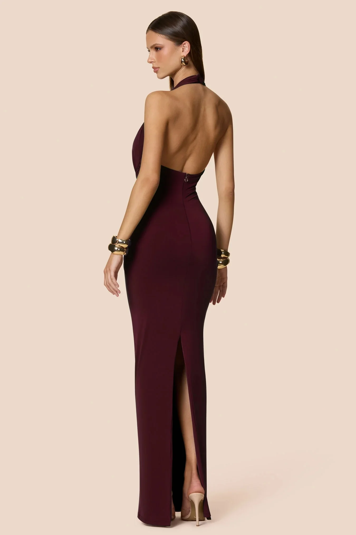 Nookie Portia Halter Maxi Dress - Wine - Image 4