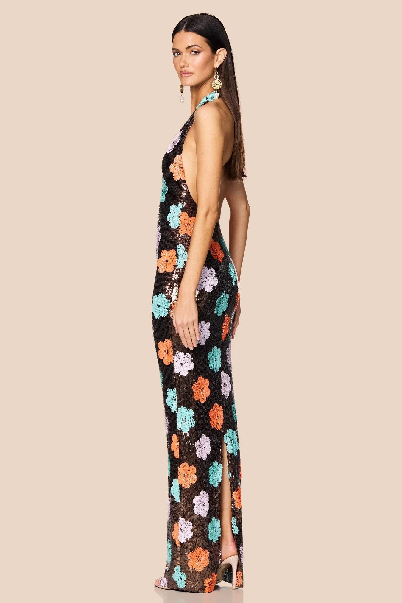 Nookie Sienna Halter Gown - Floral Sequin - Image 4
