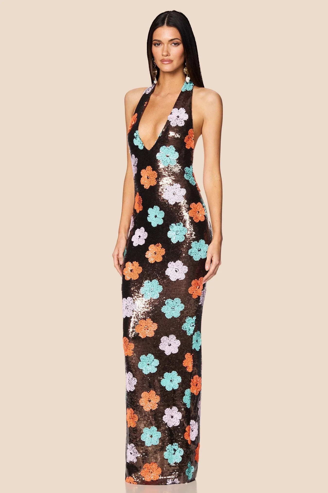 Nookie Sienna Halter Gown - Floral Sequin - Image 6