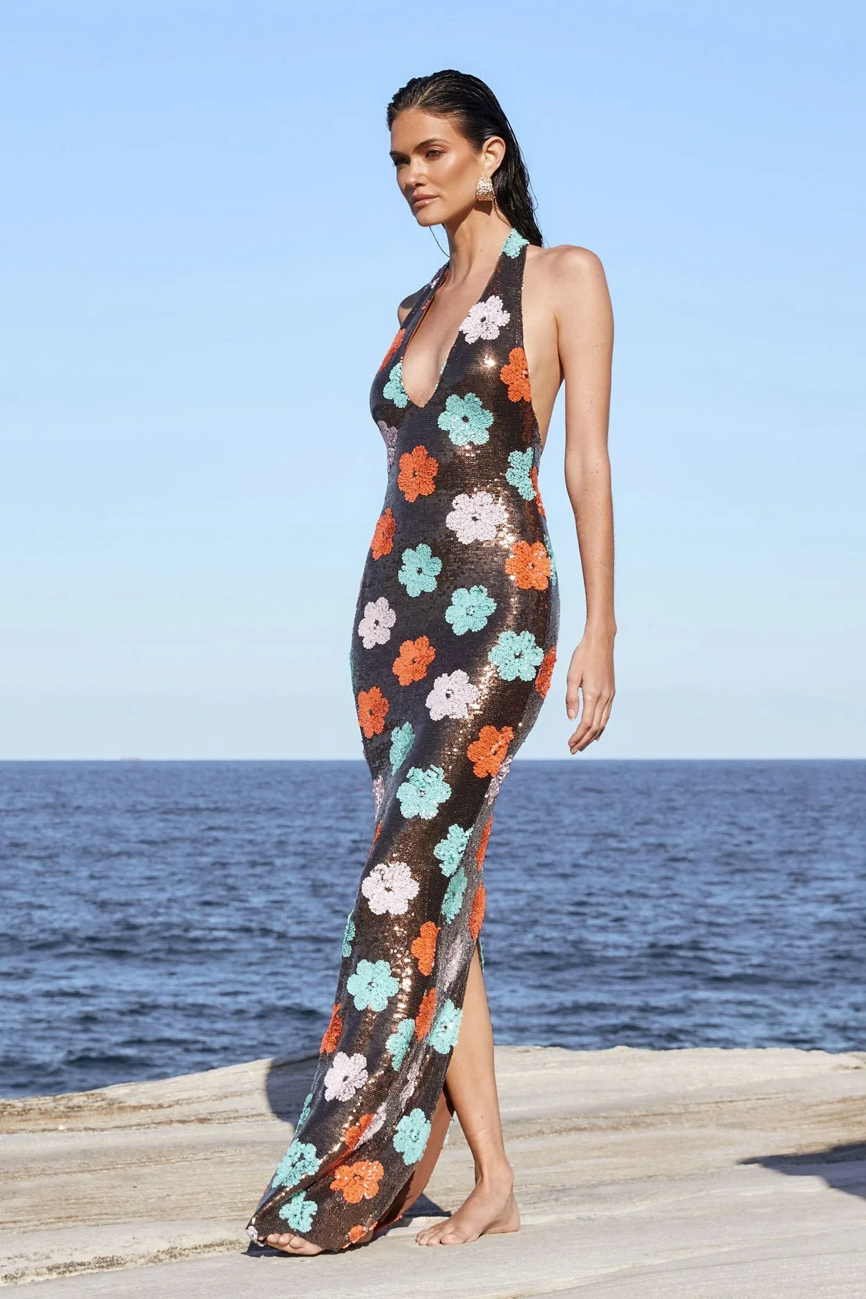 Nookie Sienna Halter Gown - Floral Sequin - Image 7