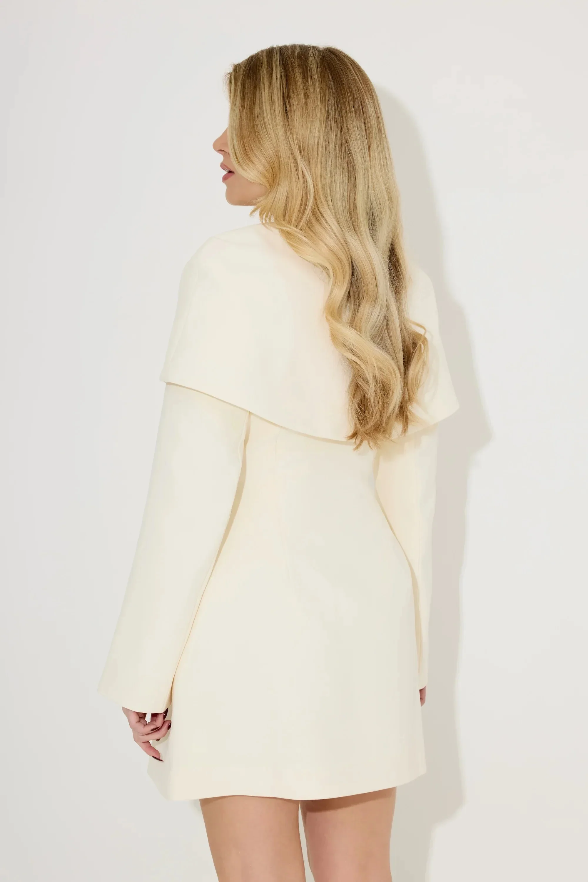 Odd Muse Cape Detail Mini Dress - Cream - Image 4