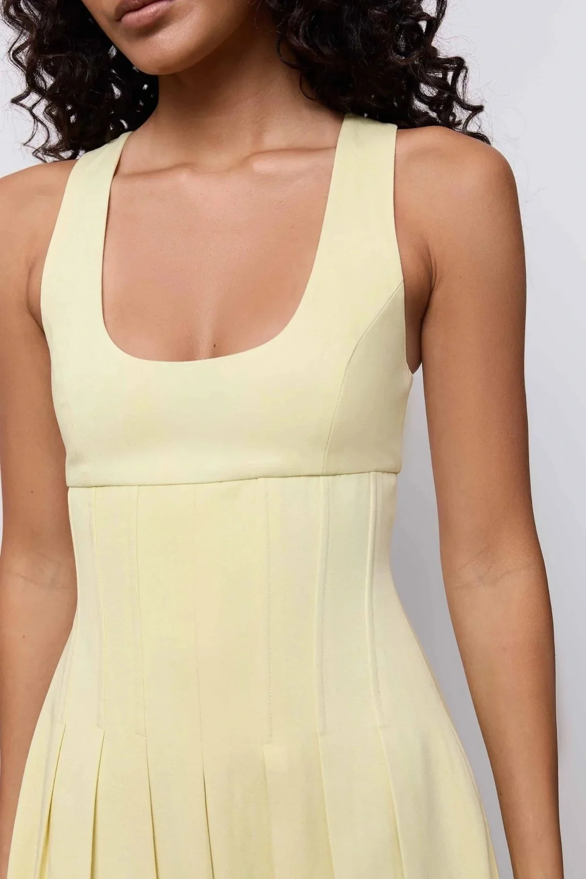Odd Muse Cotton Mix Cinched Midi Dress - Lemon - Image 2