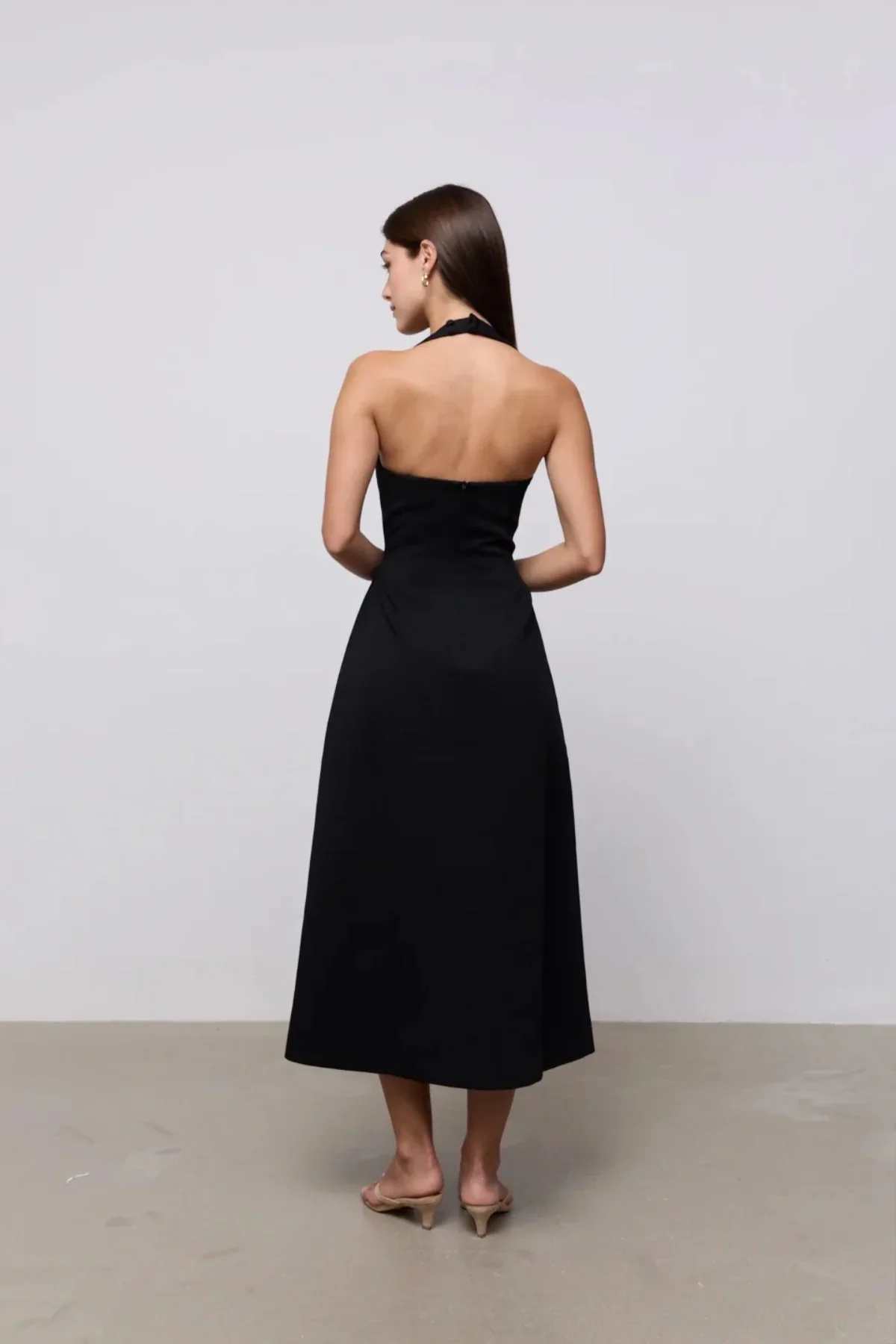 Odd Muse Cotton Mix Halter Midi Dress -Black - Image 3