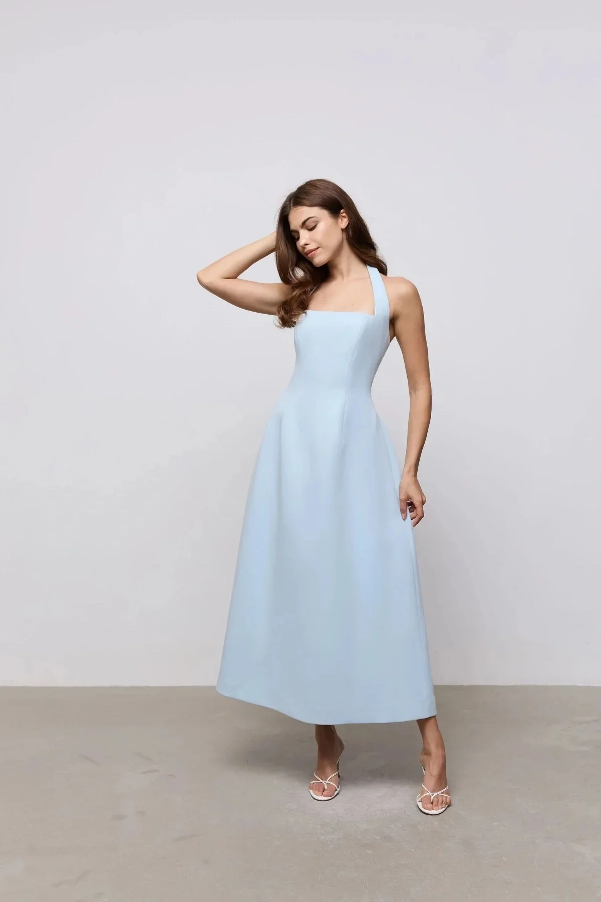 Odd Muse Cotton Mix Halter Midi Dress - Blue - Image 2