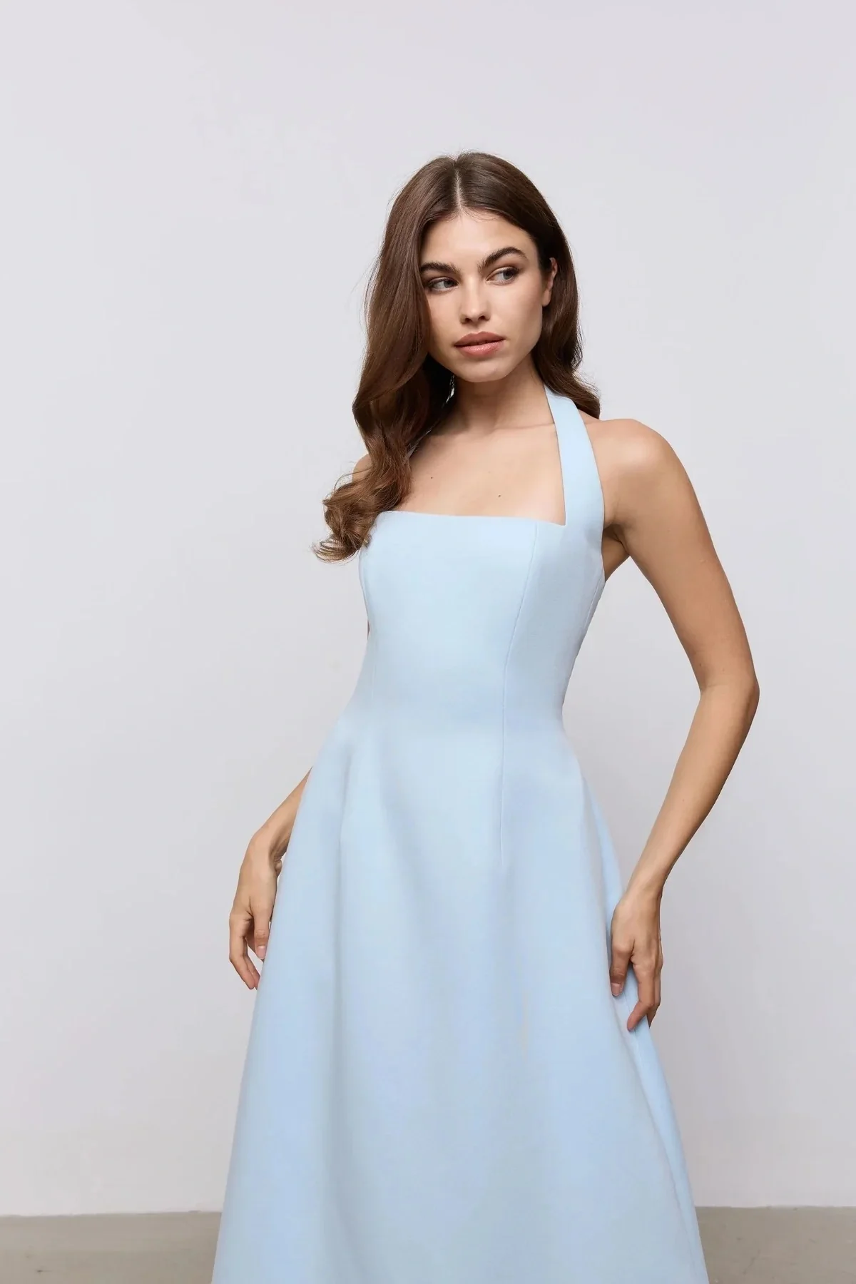 Odd Muse Cotton Mix Halter Midi Dress - Blue - Image 3