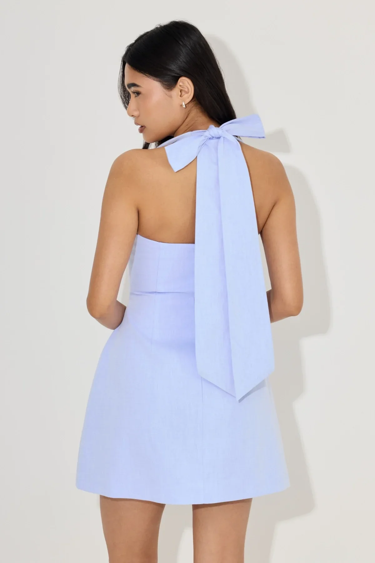 Odd Muse Cotton Mix Pinstripe Mini Dress - Blue Pinstripe - Image 3