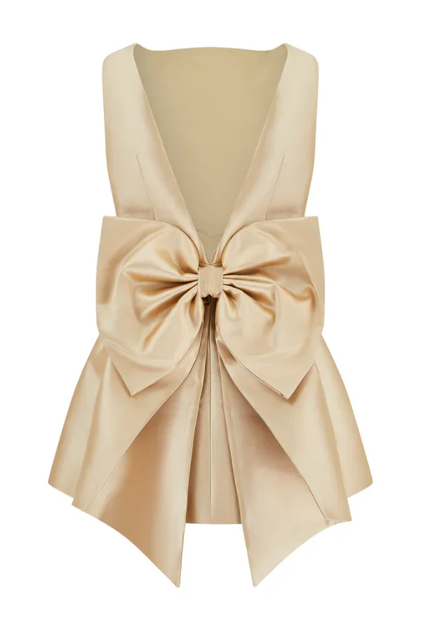Odd Muse The Ultimate Muse Bow Details Mini Dress - Gold - Image 3