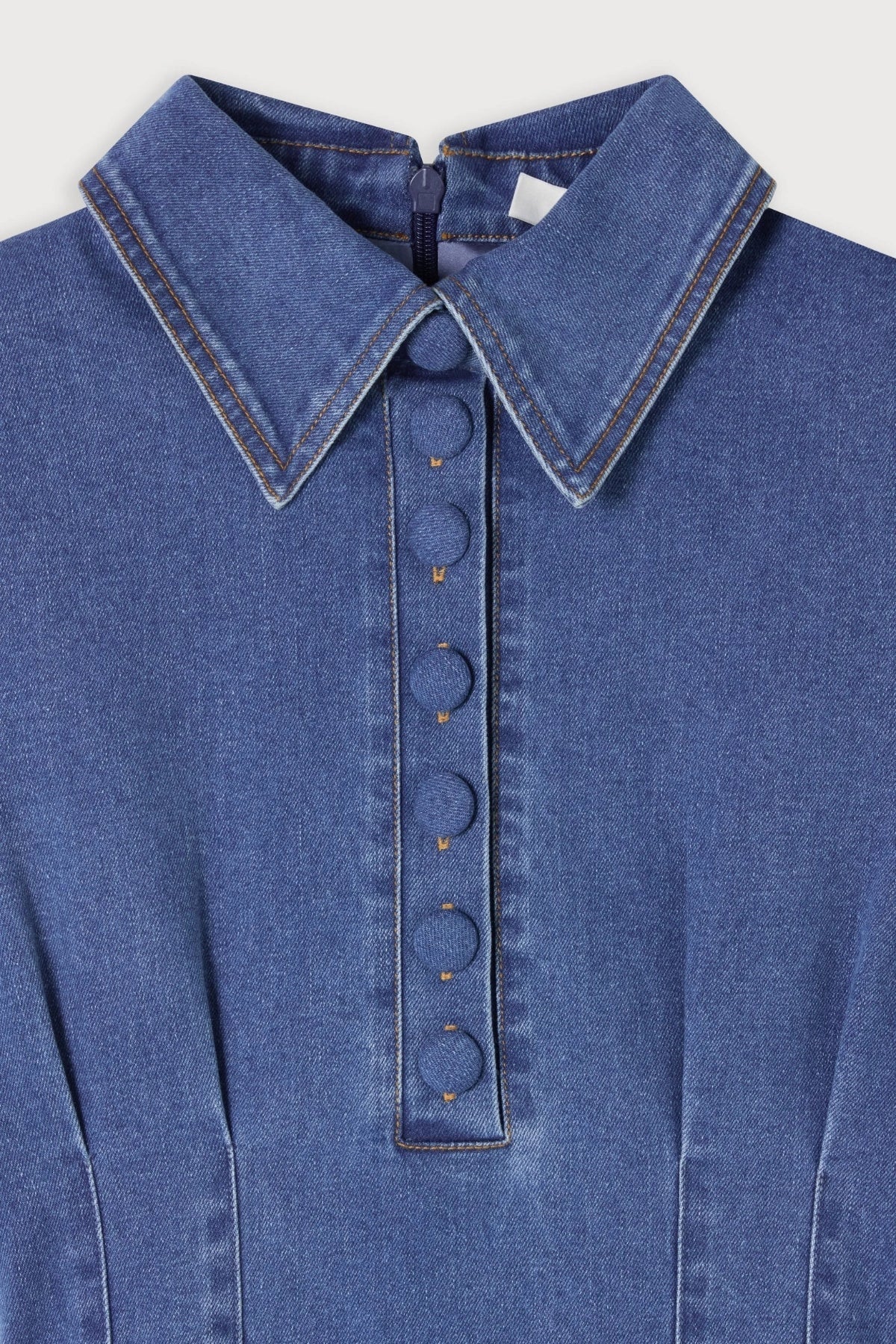 Odd Muse The Ultimate Muse Denim Collared Midi Dress - Light Blue - Image 5