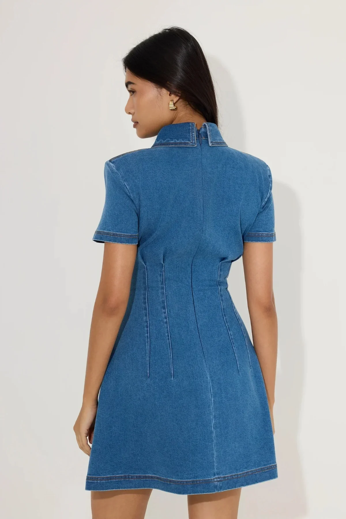 Odd Muse The Ultimate Muse Denim Collared Mini Dress - Light Blue - Image 3