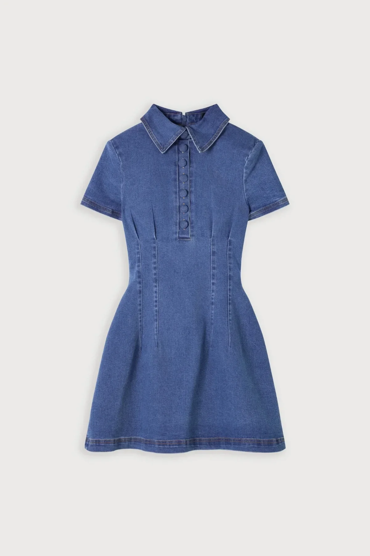 Odd Muse The Ultimate Muse Denim Collared Mini Dress - Light Blue - Image 6
