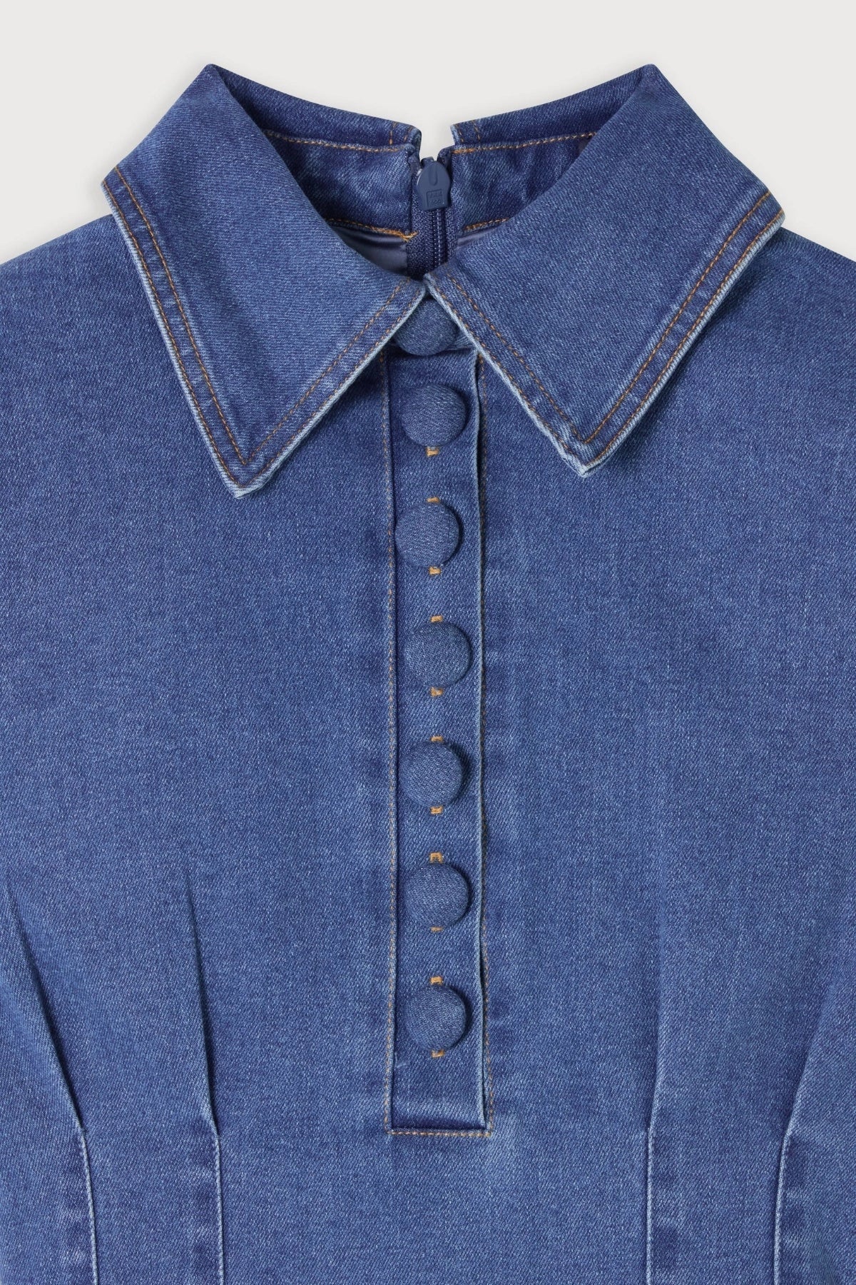Odd Muse The Ultimate Muse Denim Collared Mini Dress - Light Blue - Image 7