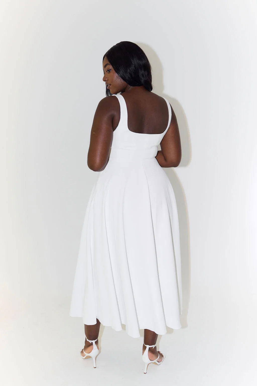 Odd Muse The Ultimate Muse High Waist Square Neck Midi Dress - White - Image 6
