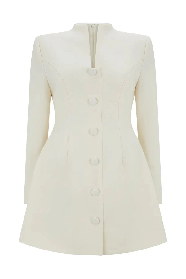 Odd Muse The Ultimate Muse Long Sleeve Button Down Dress - Ecru - Image 5