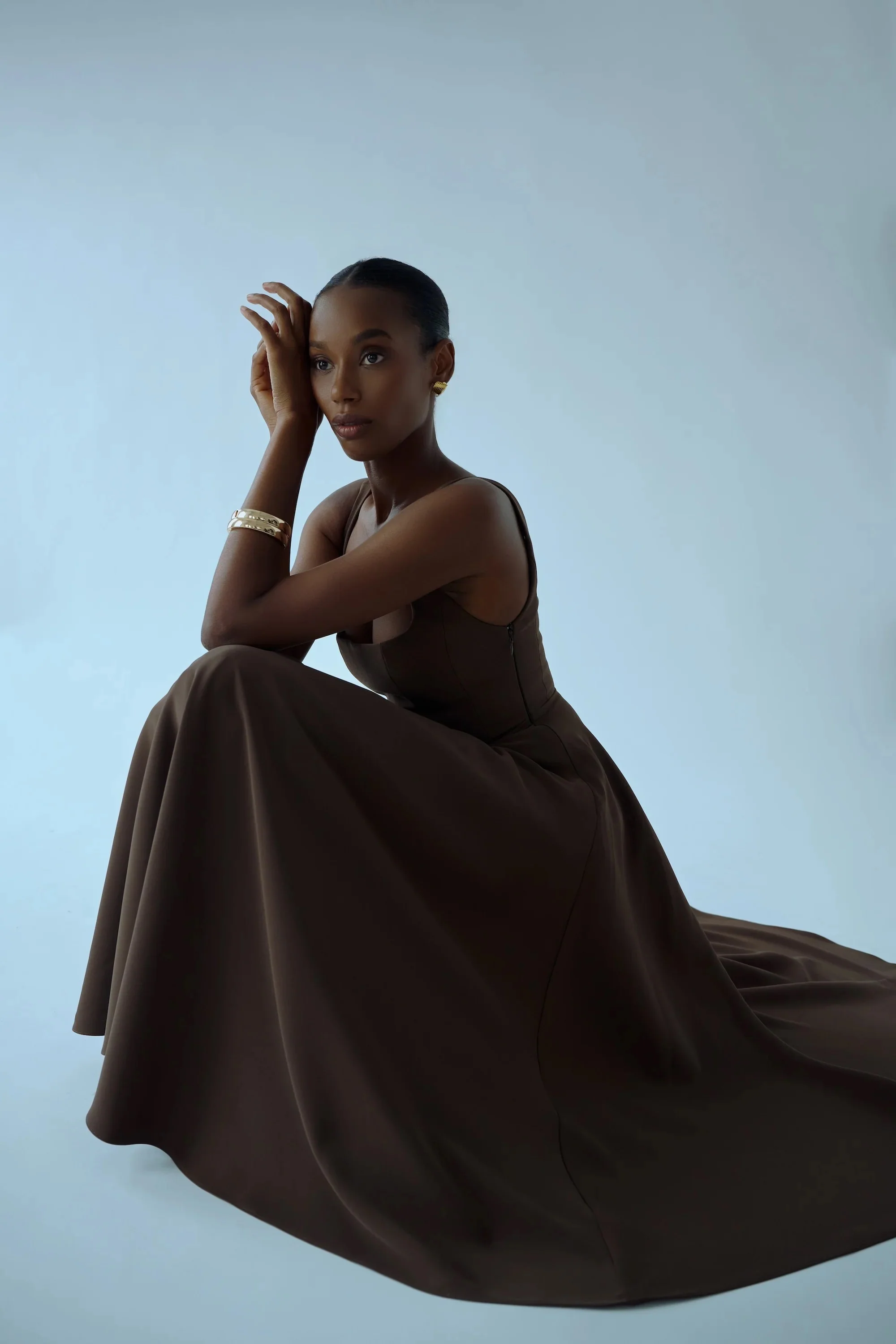 Odd Muse The Ultimate Muse High Waist Square Neck Midi Dress - Chocolate - Image 3