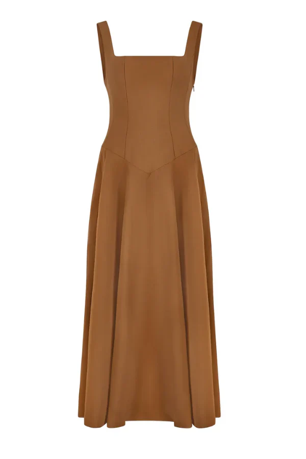 Odd Muse The Ultimate Muse Low Waist Square Neck Midi Dress - Olive - Image 5