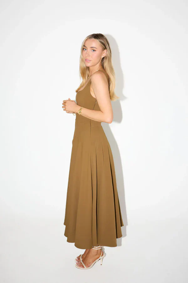 Odd Muse The Ultimate Muse Low Waist Square Neck Midi Dress - Olive - Image 8