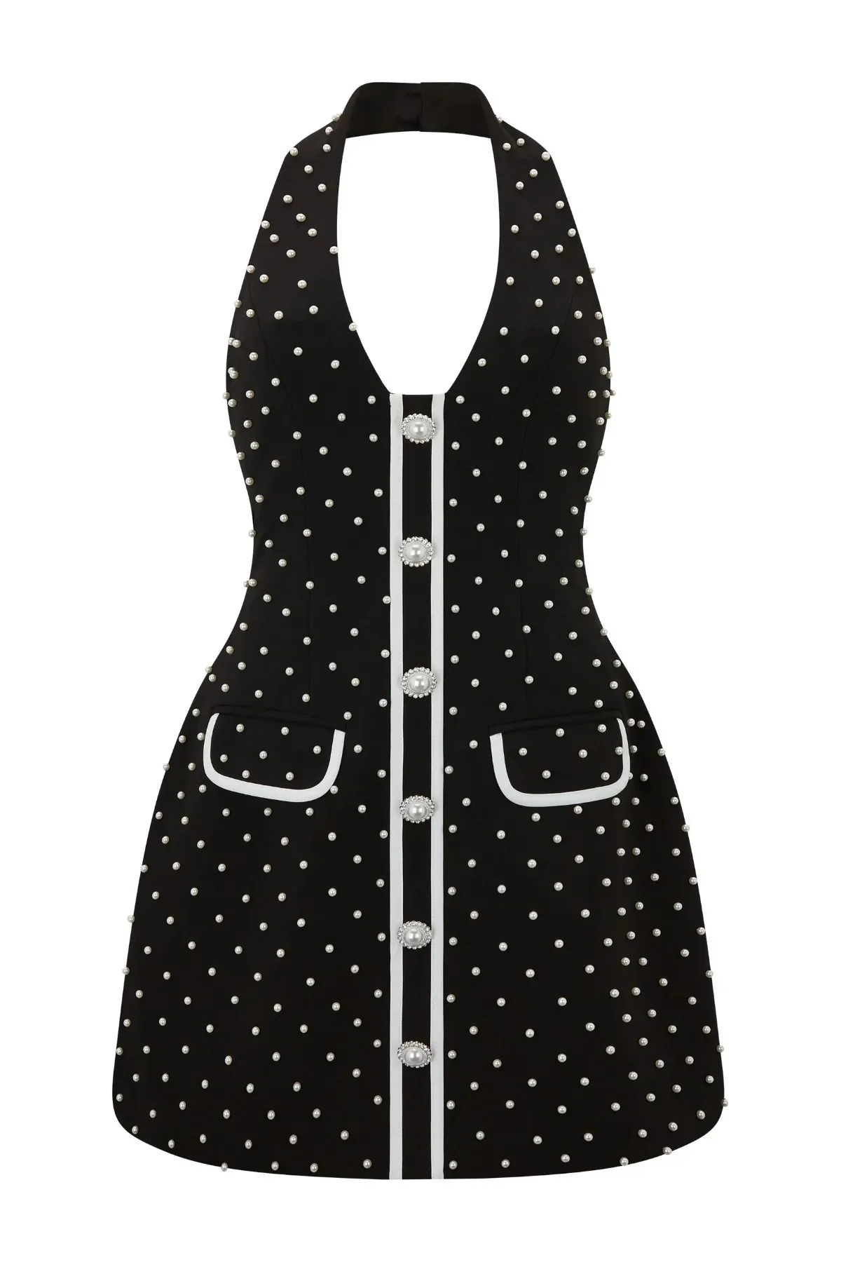 Odd Muse The Ultimate Muse Pearl Polka Dot Mini Dress - Black - Image 6