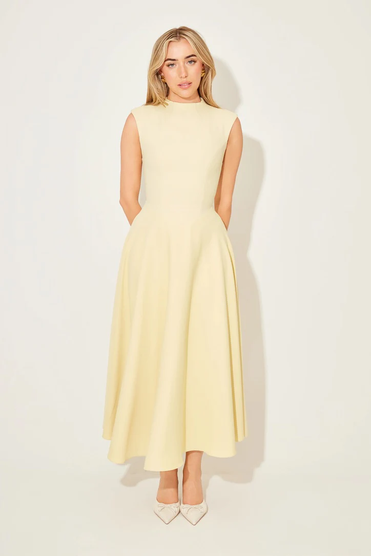 Odd Muse The Ultimate Muse Sleeveless High Waist Midi Dress - Lemon