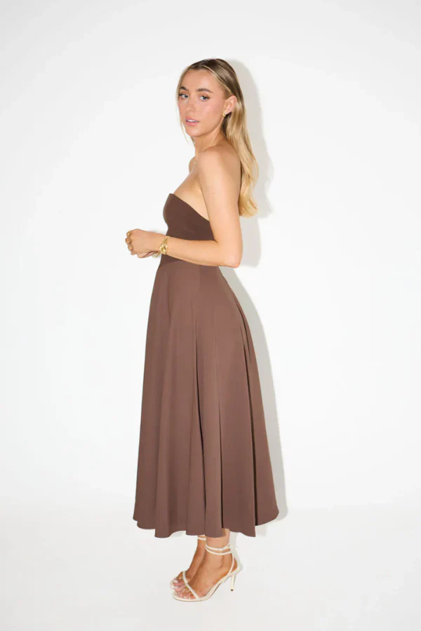 Odd Muse The Ultimate Muse Strapless Midi Dress - Brown - Image 5