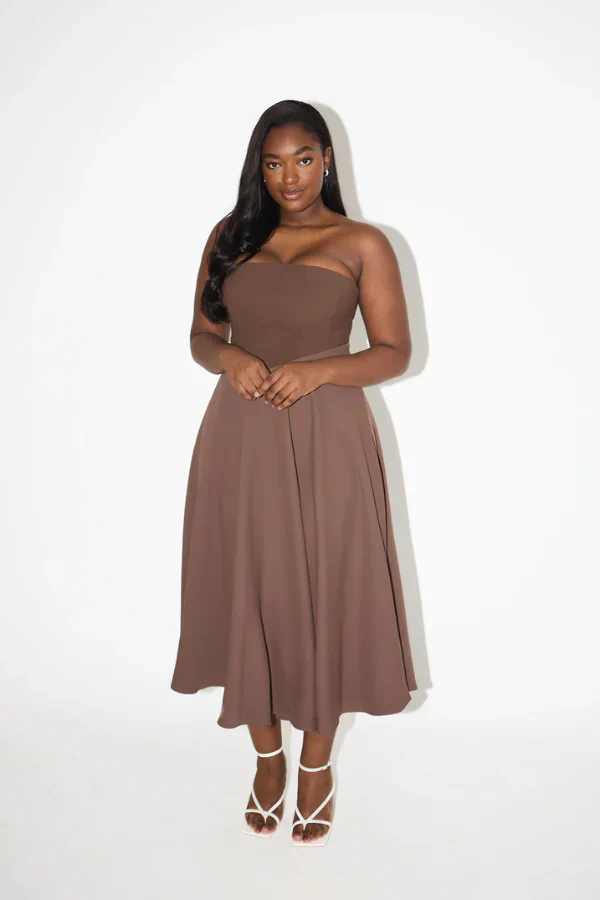 Odd Muse The Ultimate Muse Strapless Midi Dress - Brown - Image 8