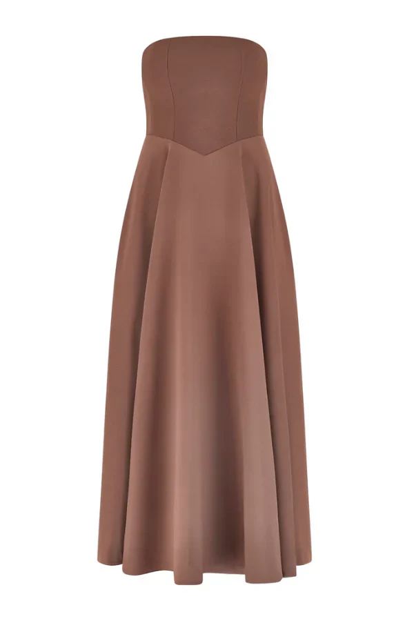 Odd Muse The Ultimate Muse Strapless Midi Dress - Brown - Image 9