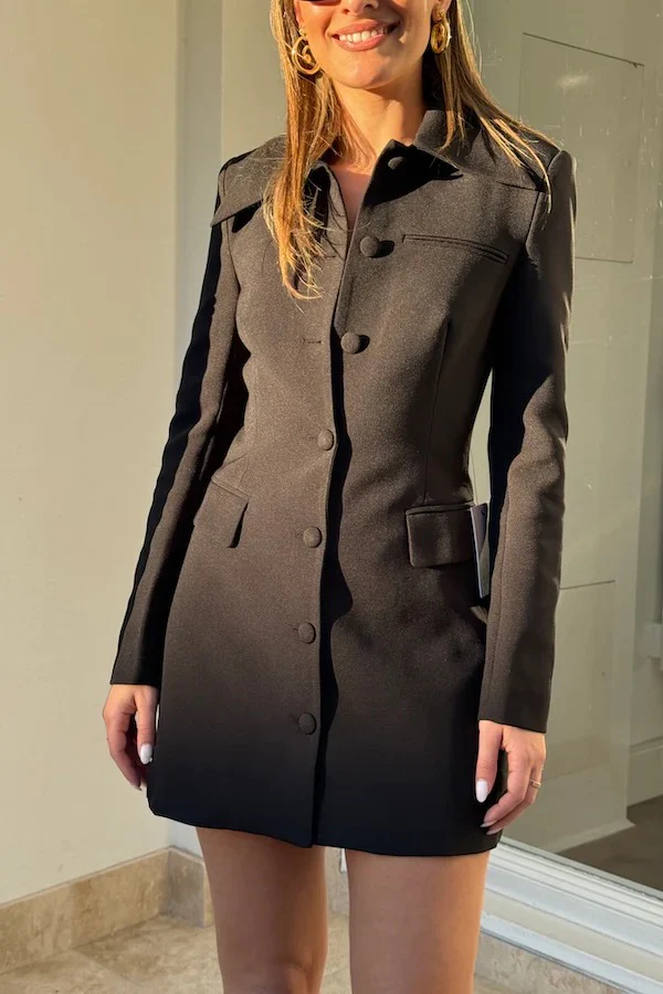 Odd Muse The Ultimate Muse Structured Button Dress - Black - Image 4