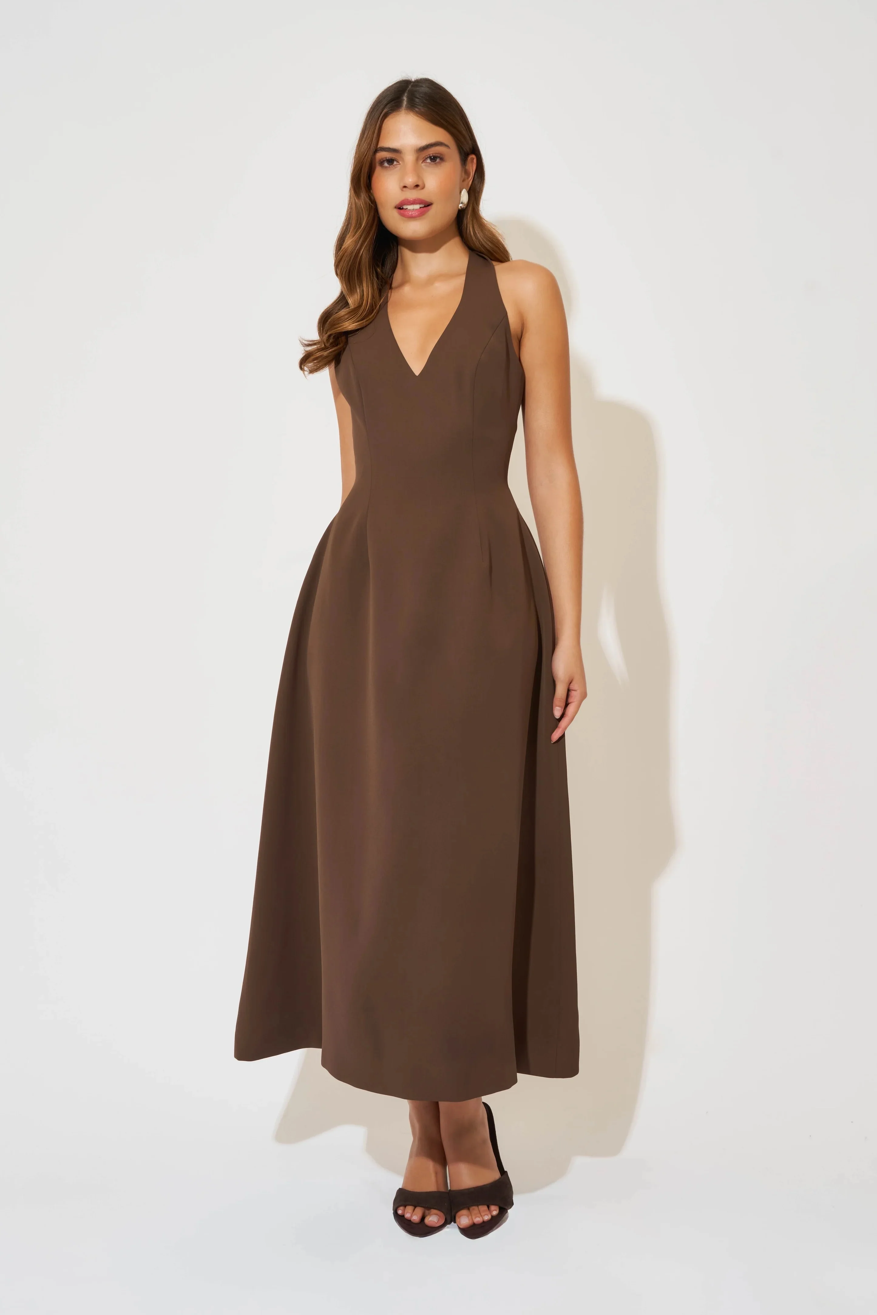 Odd Muse The Ultimate Muse Volume Skirt Midi Dress - Brown - Image 2