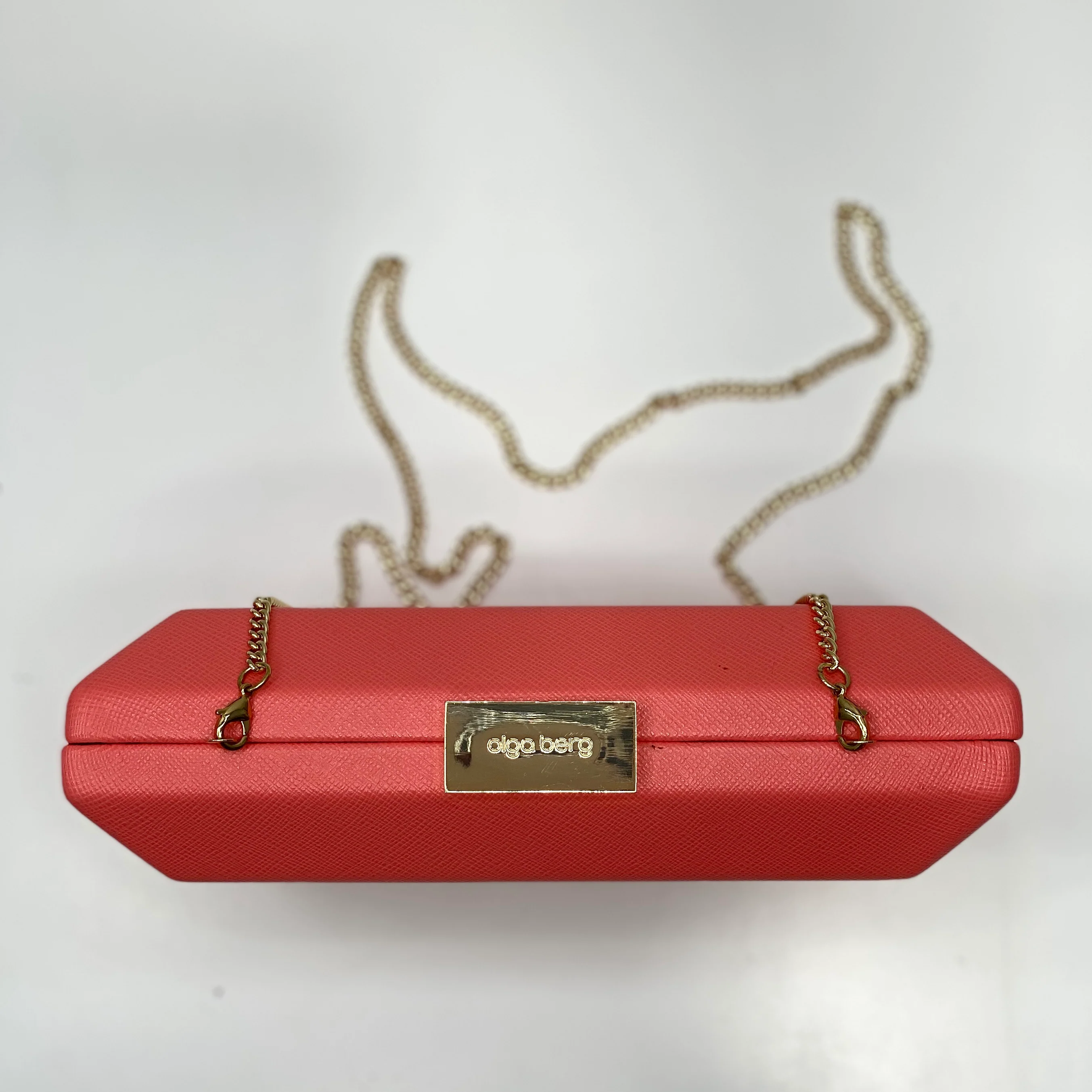 Olga Berg Ava Rectangular Clutch - Coral - Image 4