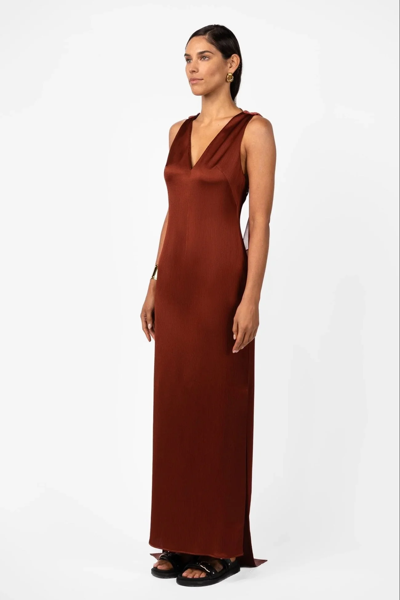 One Fell Swoop Velare Maxi Dress - Terra Rosa Satin - Image 2
