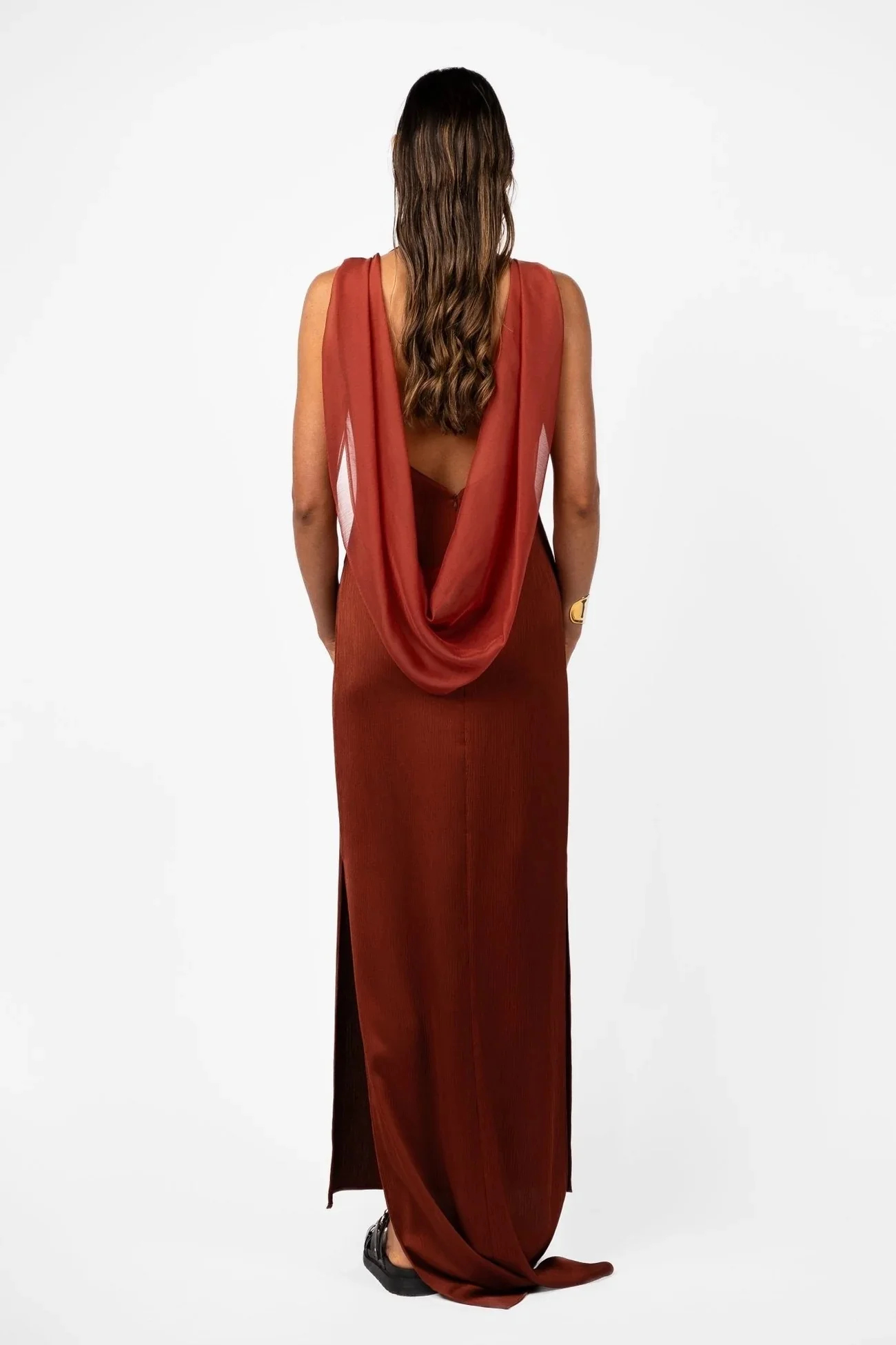 One Fell Swoop Velare Maxi Dress - Terra Rosa Satin - Image 6