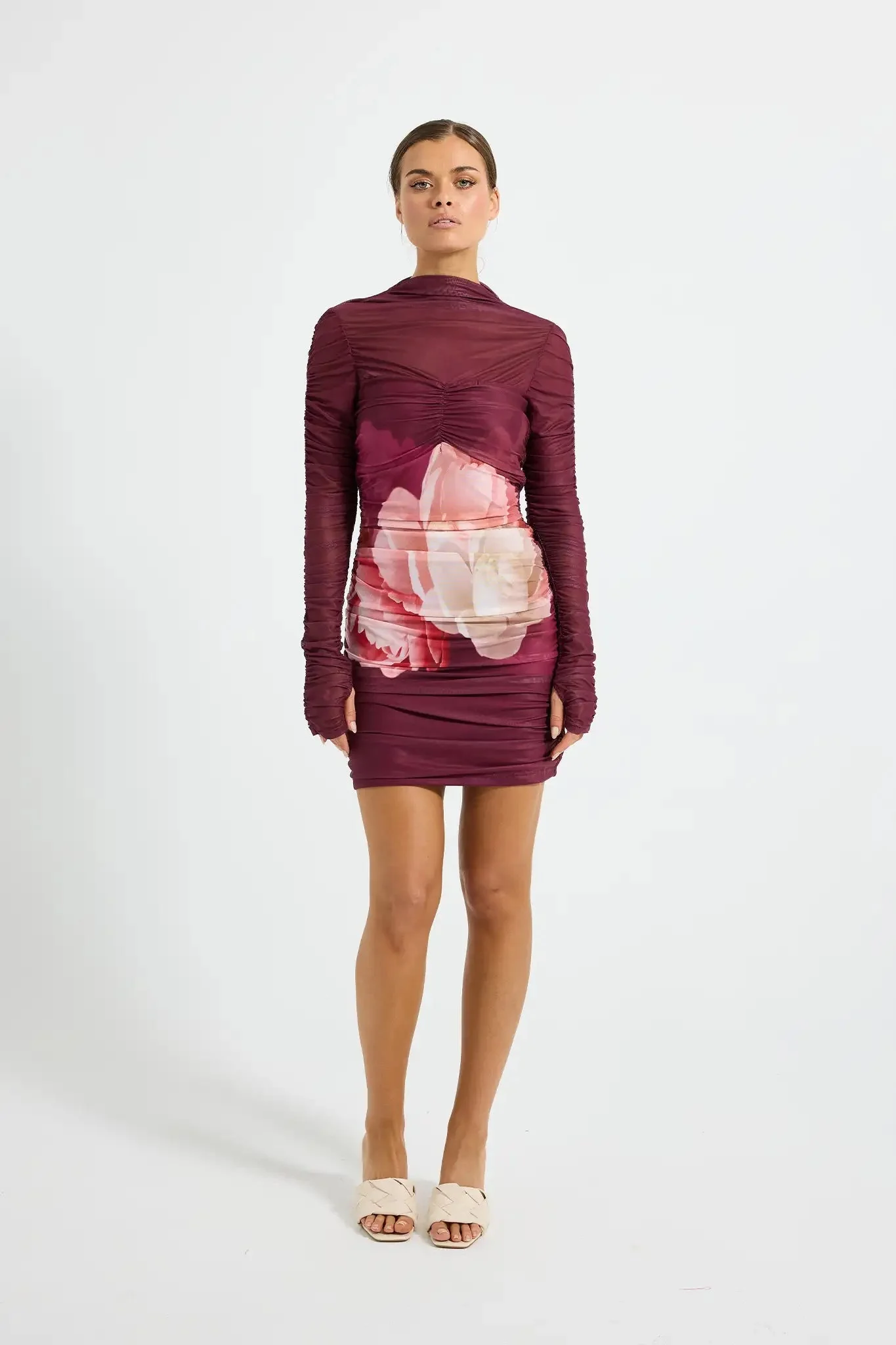 Pasduchas Dahlia Mini Dress - Dark Cherry