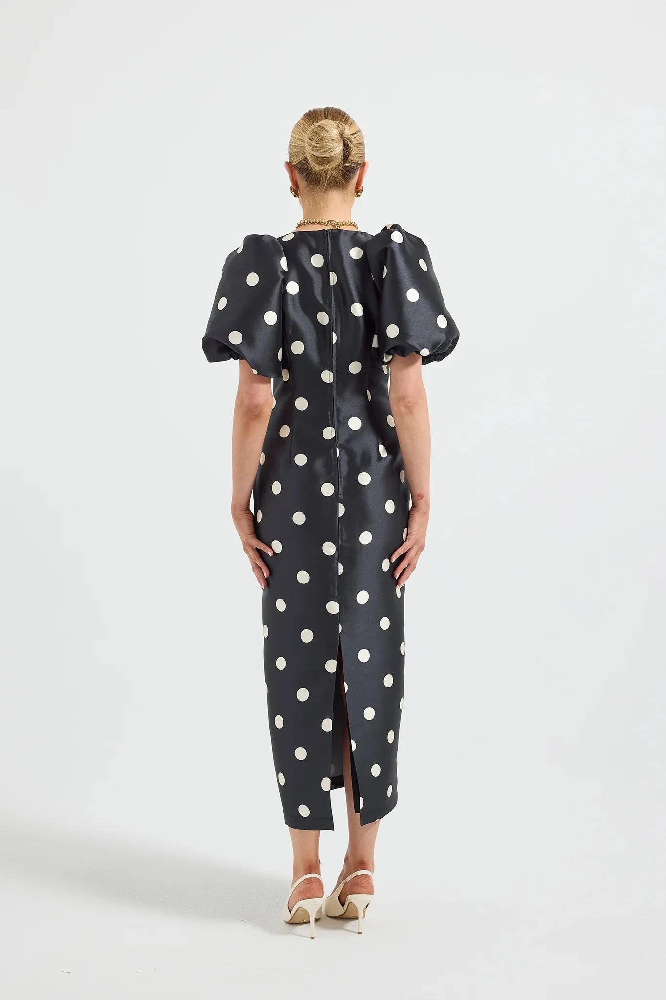 Pasduchas Dottie Sleeve Midi Dress - Black & Cream - Image 4