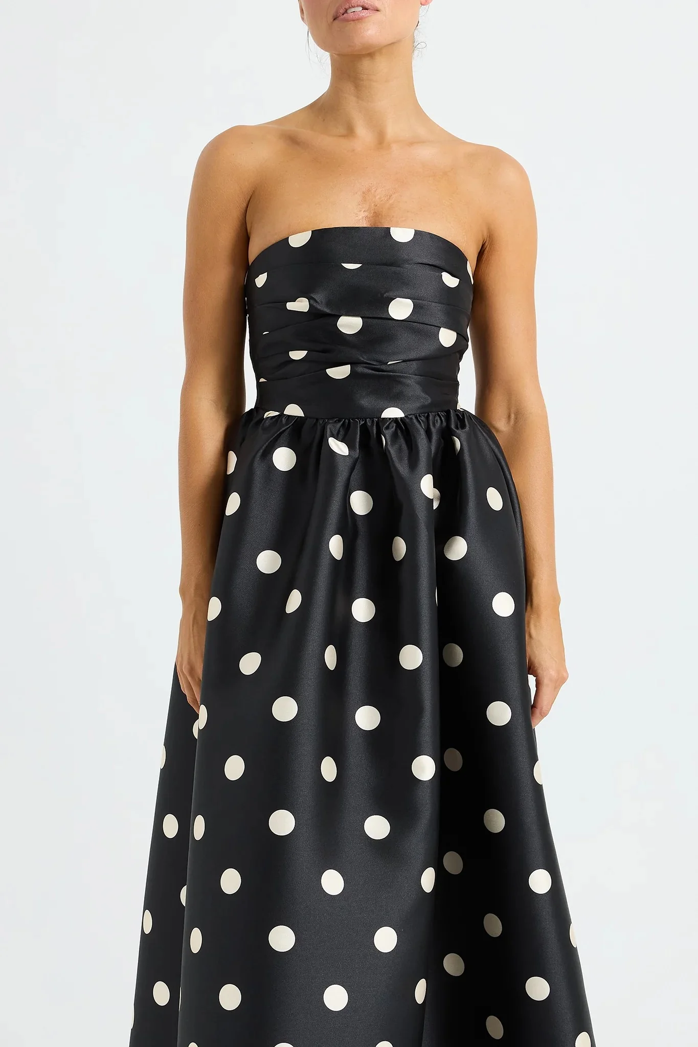 Pasduchas Dottie Strapless Midi Dress - Black & Cream - Image 4