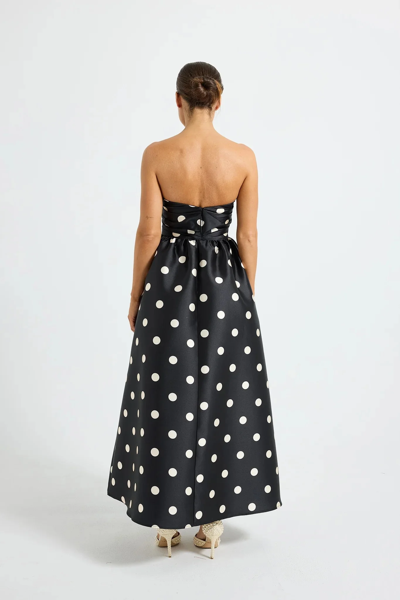 Pasduchas Dottie Strapless Midi Dress - Black & Cream - Image 5