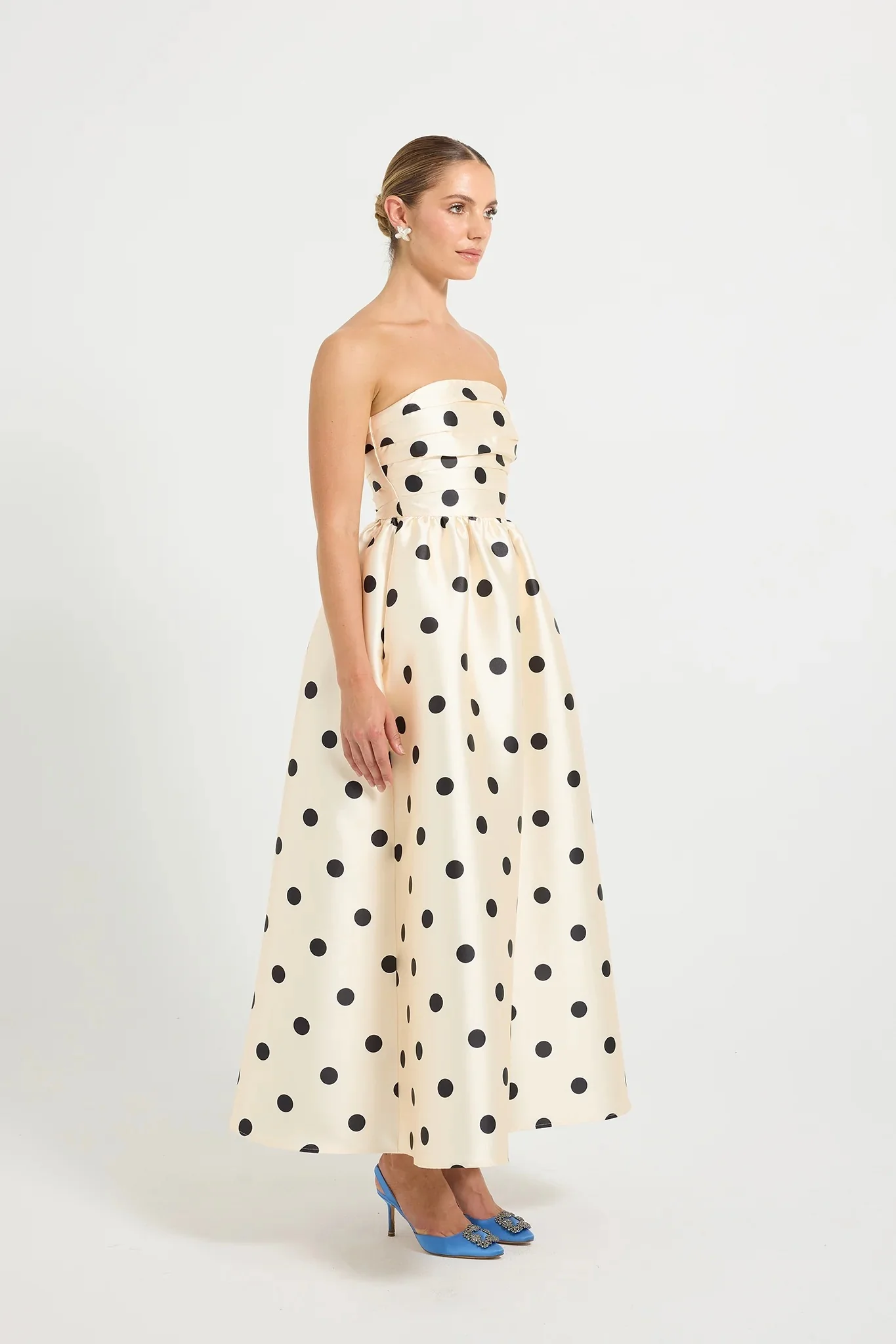 Pasduchas Dottie Strapless Midi Dress - Cream Black - Image 3