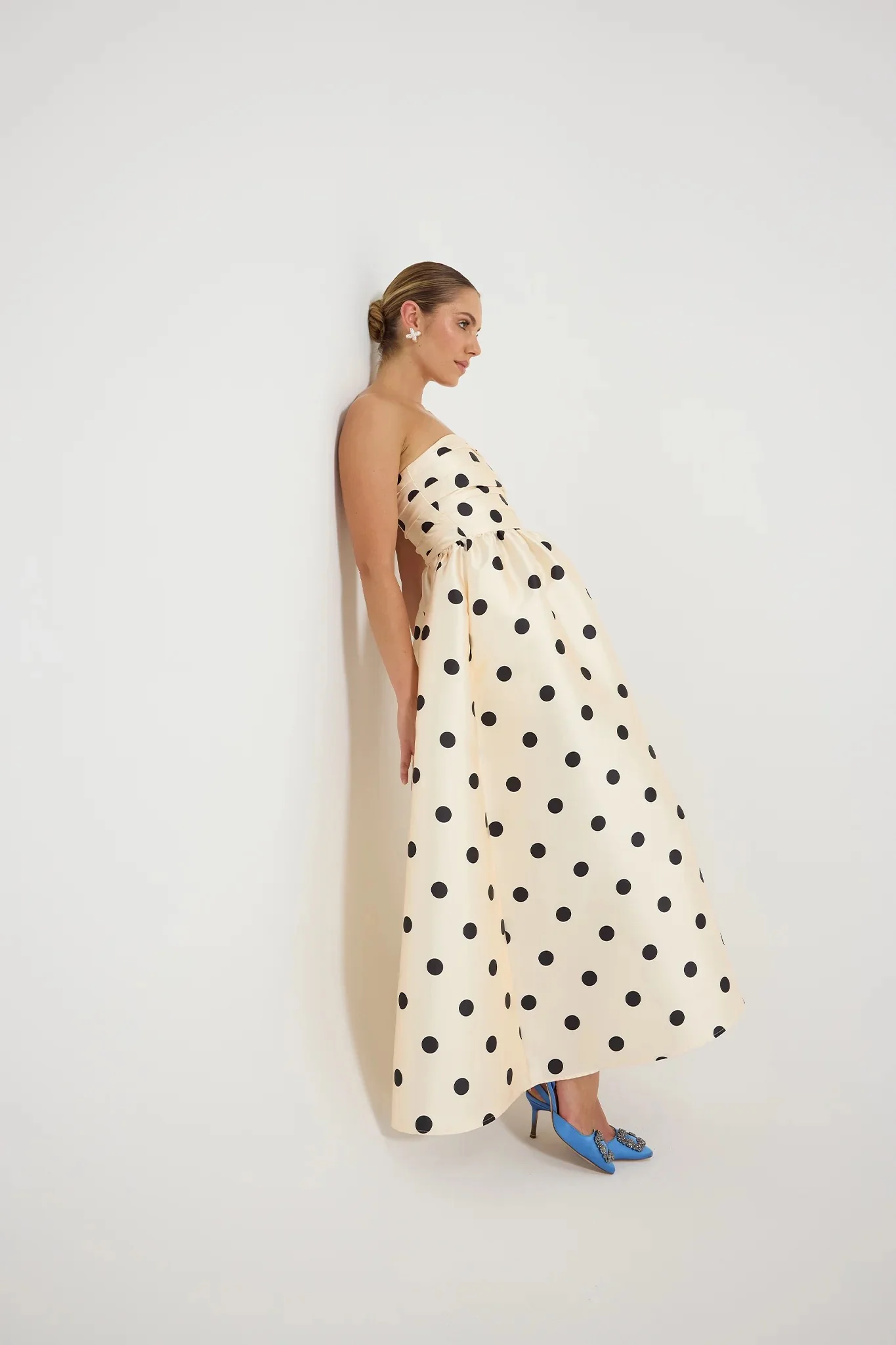 Pasduchas Dottie Strapless Midi Dress - Cream Black - Image 6
