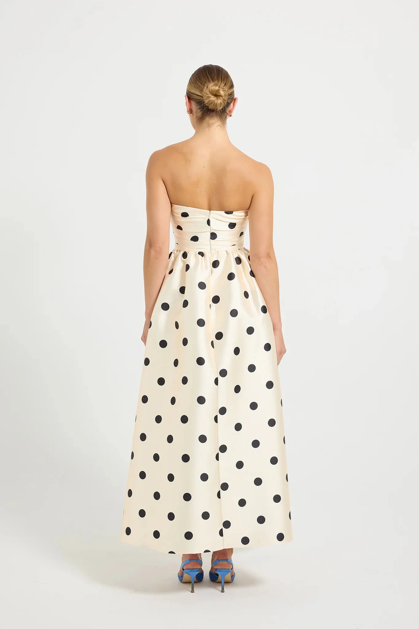 Pasduchas Dottie Strapless Midi Dress - Cream Black - Image 9