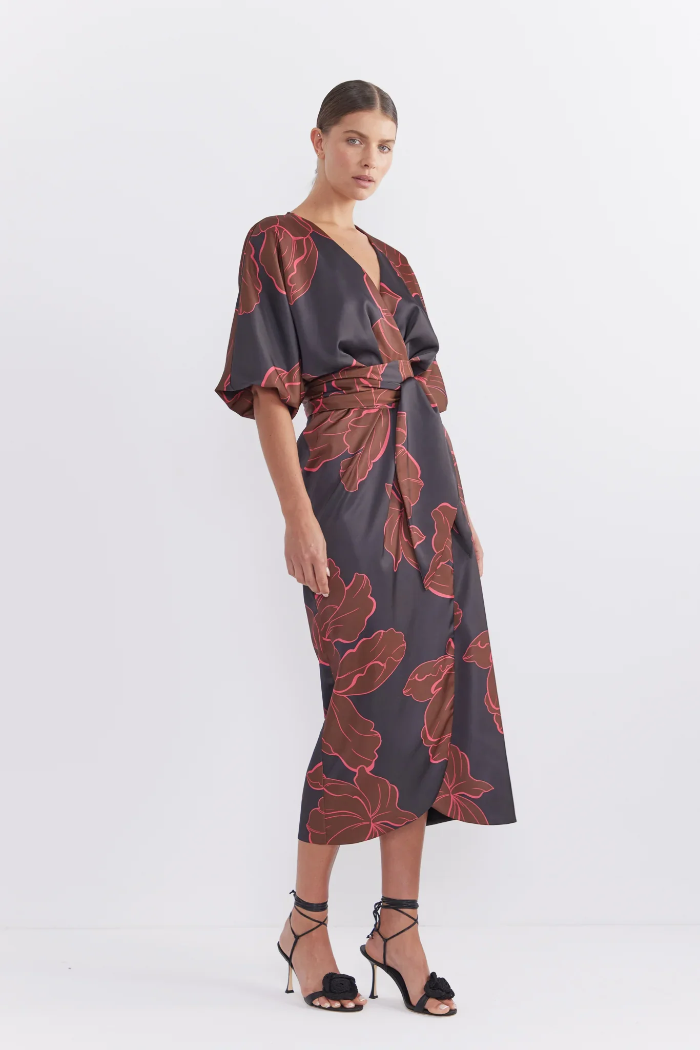 Pasduchas Farah Wrap Midi Dress - Dark Floral - Image 2