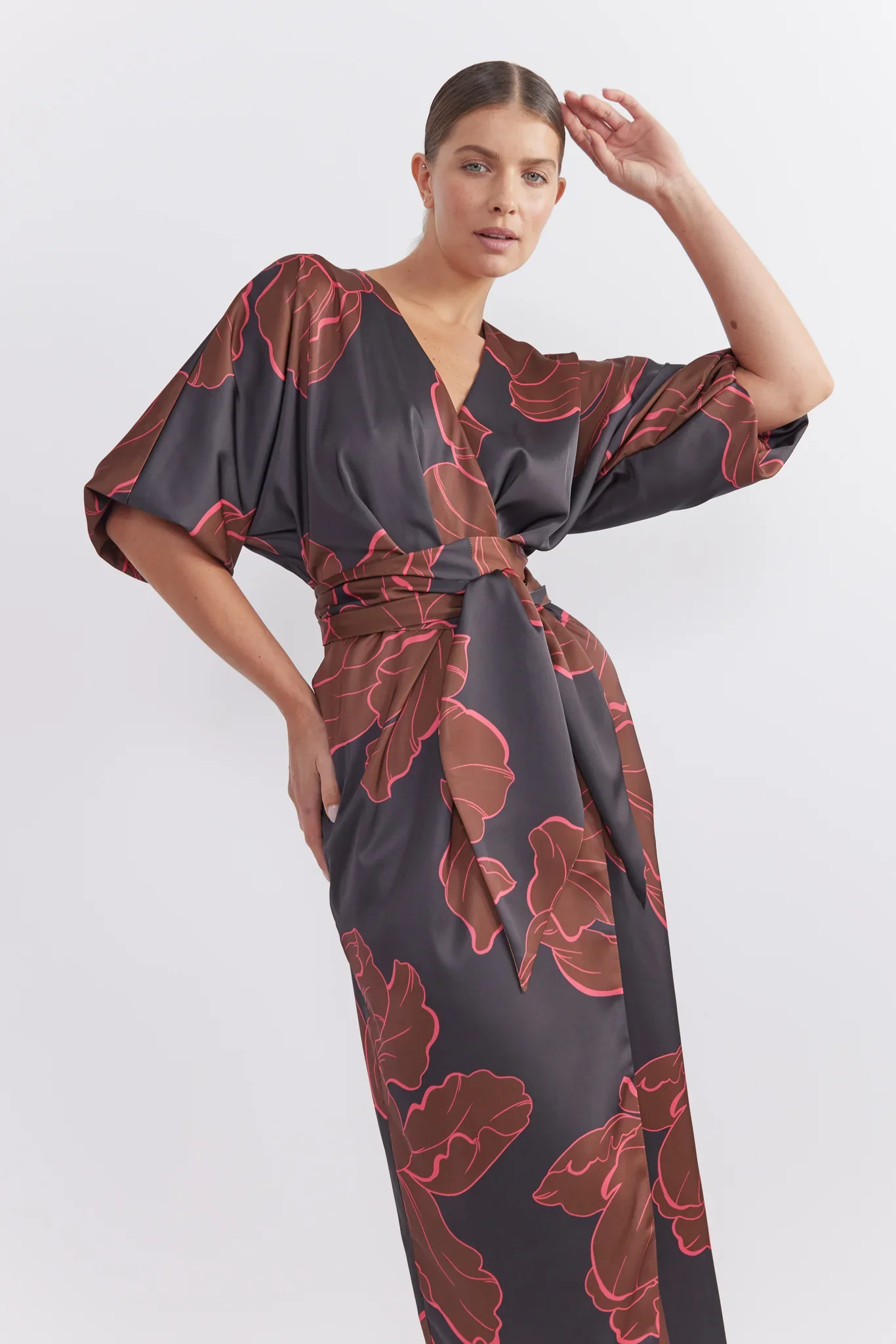 Pasduchas Farah Wrap Midi Dress - Dark Floral - Image 3