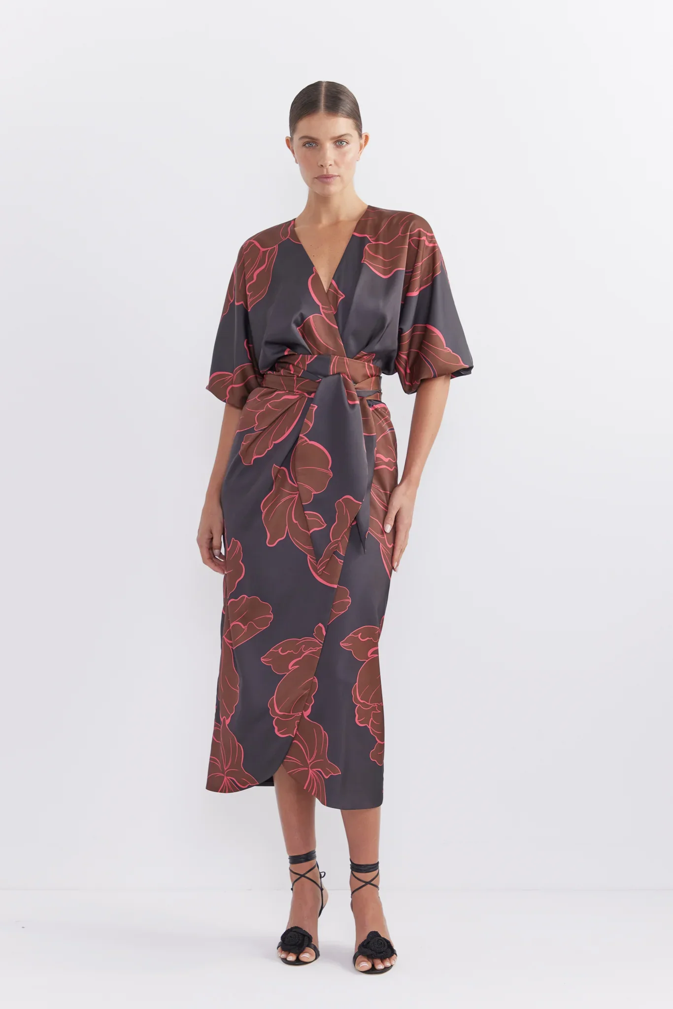 Pasduchas Farah Wrap Midi Dress - Dark Floral - Image 4