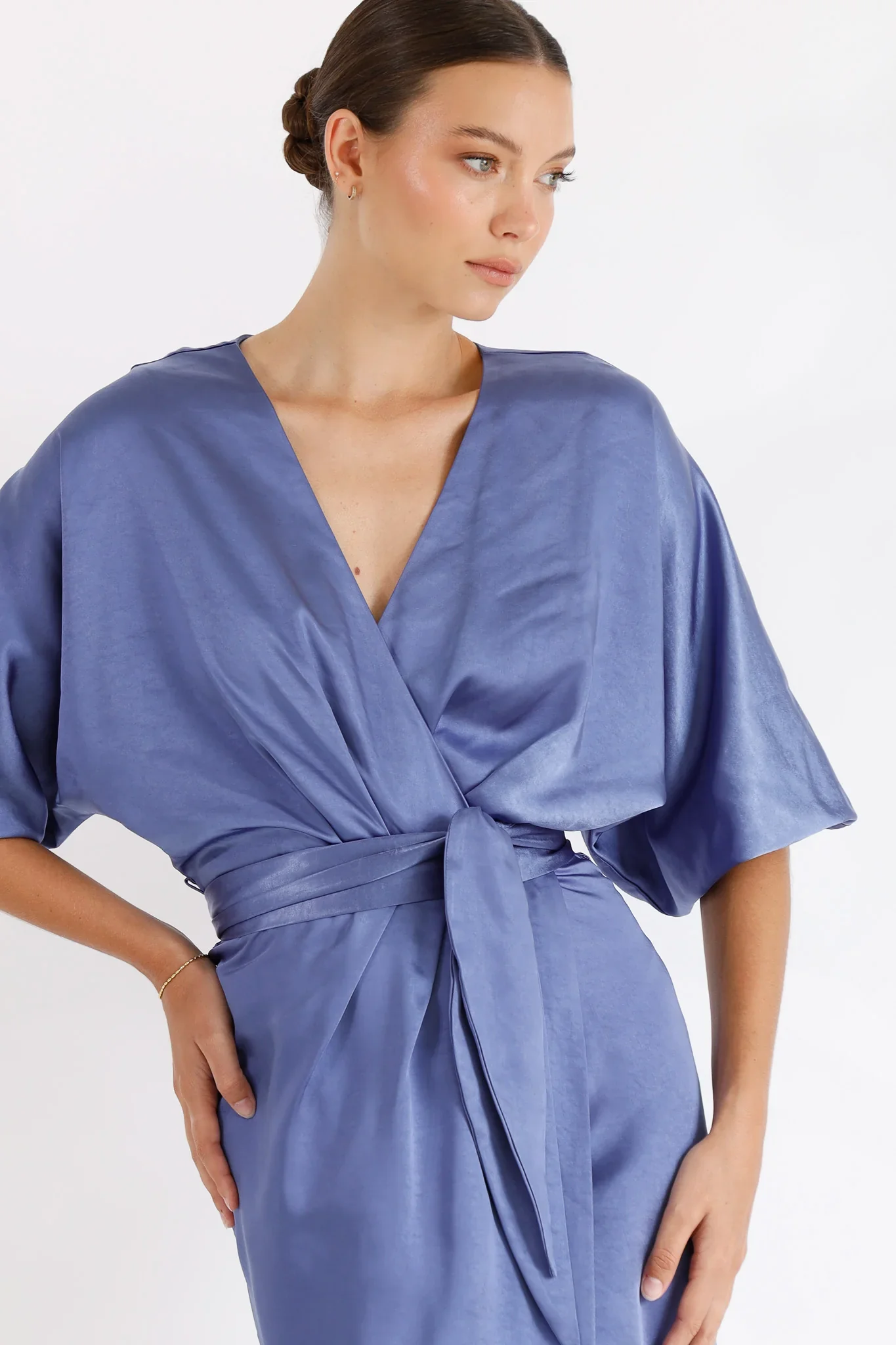 Pasduchas First Light Wrap Midi Dress - Cornflour - Image 2