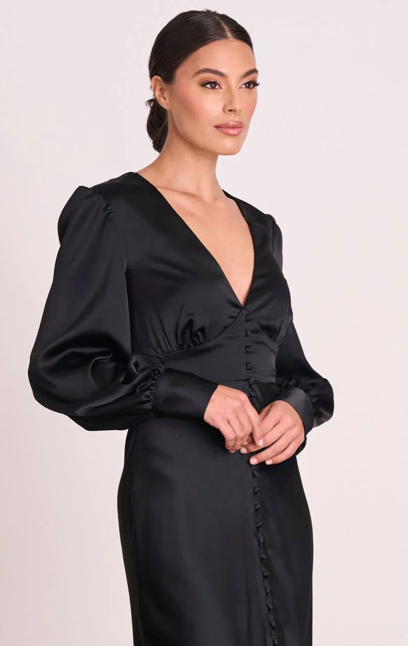 Pasduchas Illuminate Button Midi Dress - Black - Image 3